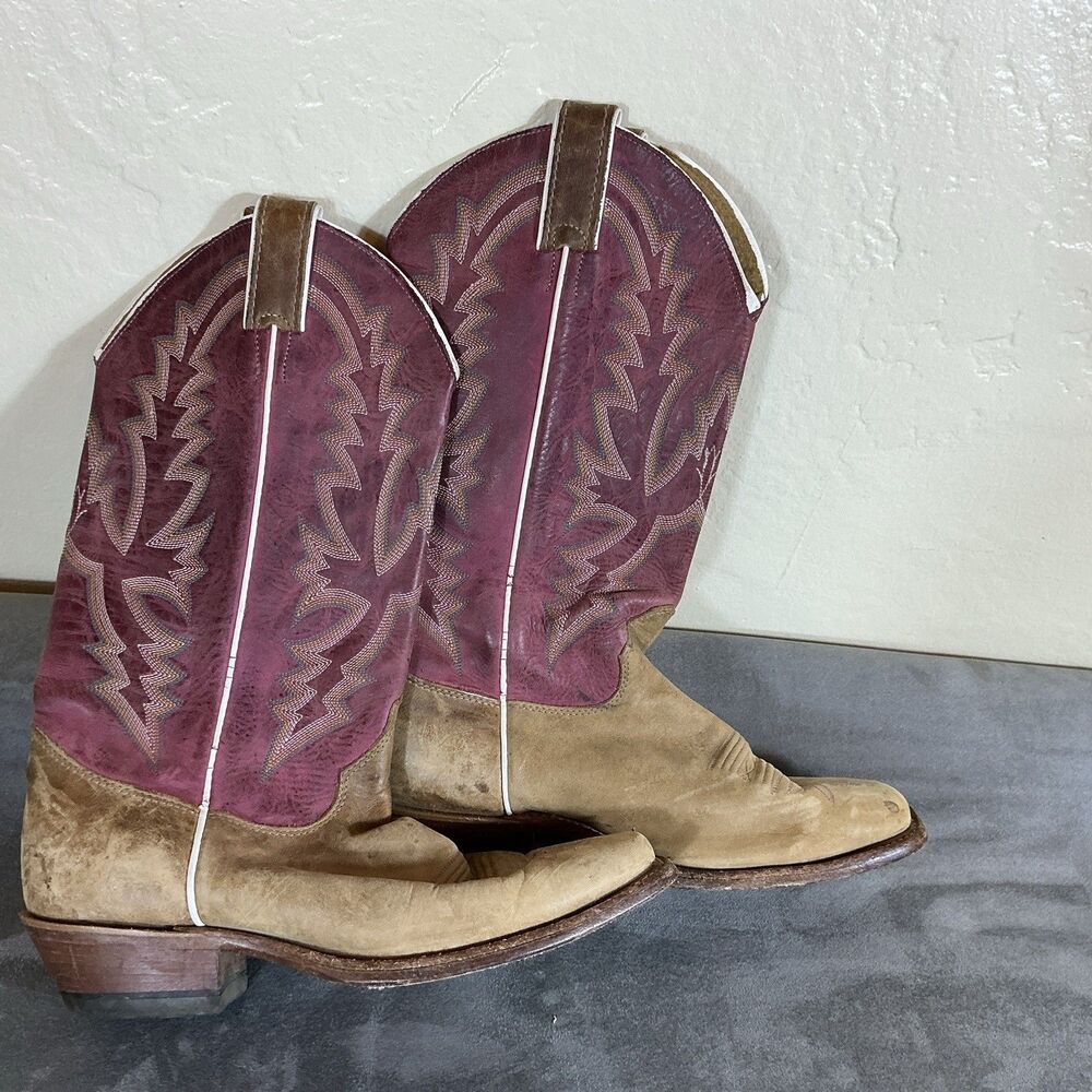 Justin 8 B Womens Cowboy Boots Red Shaft Western Pull On Boots Cowgirl Made USA